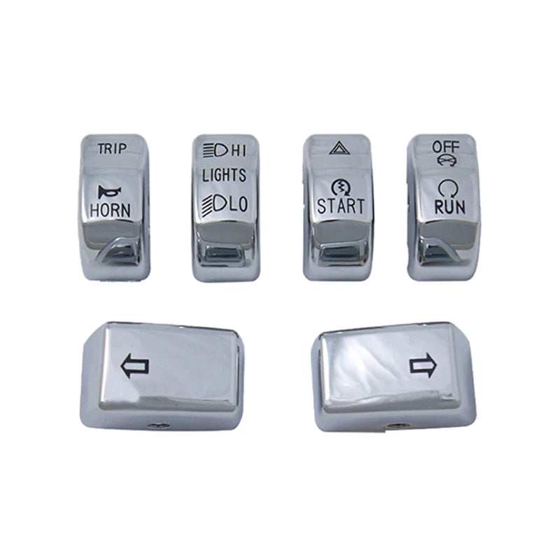 Six-piece chrome switch button cover set