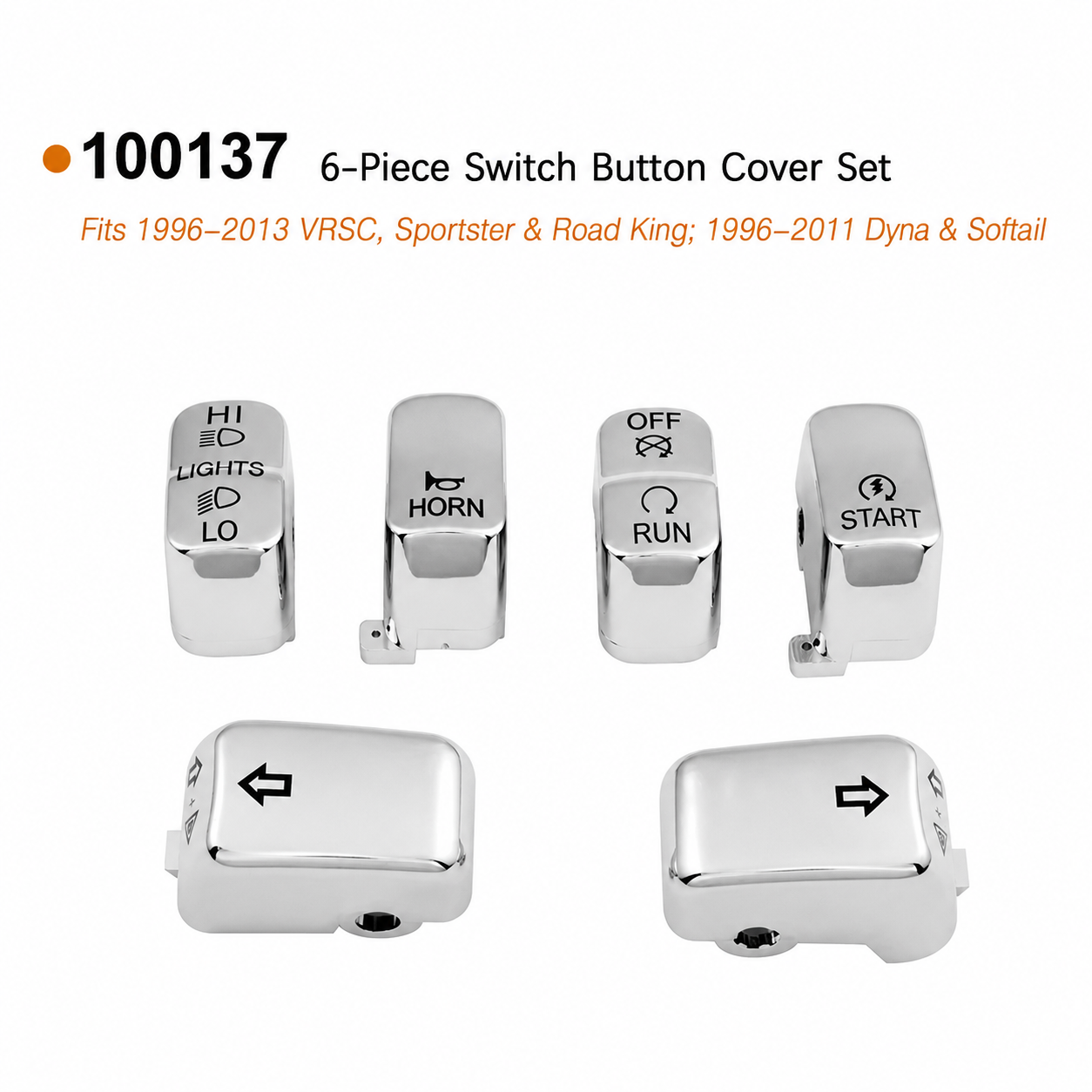 Chrome 1996-2013 XL and Road King switch covers, part 100137