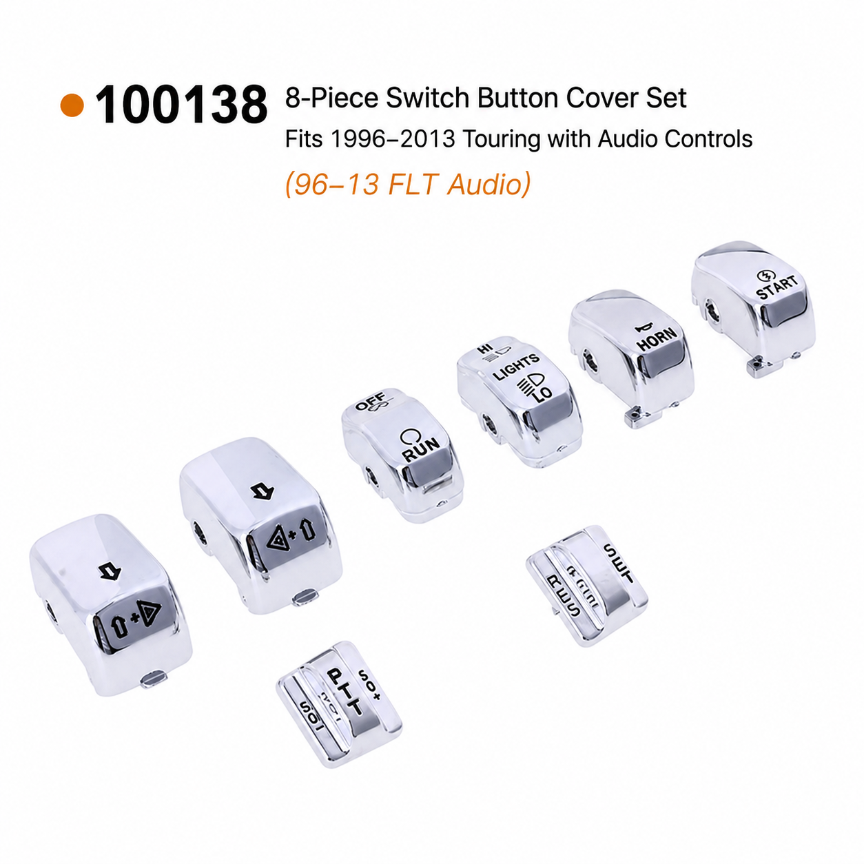 Chrome 1996-2013 Touring audio-control switch covers, part 100138