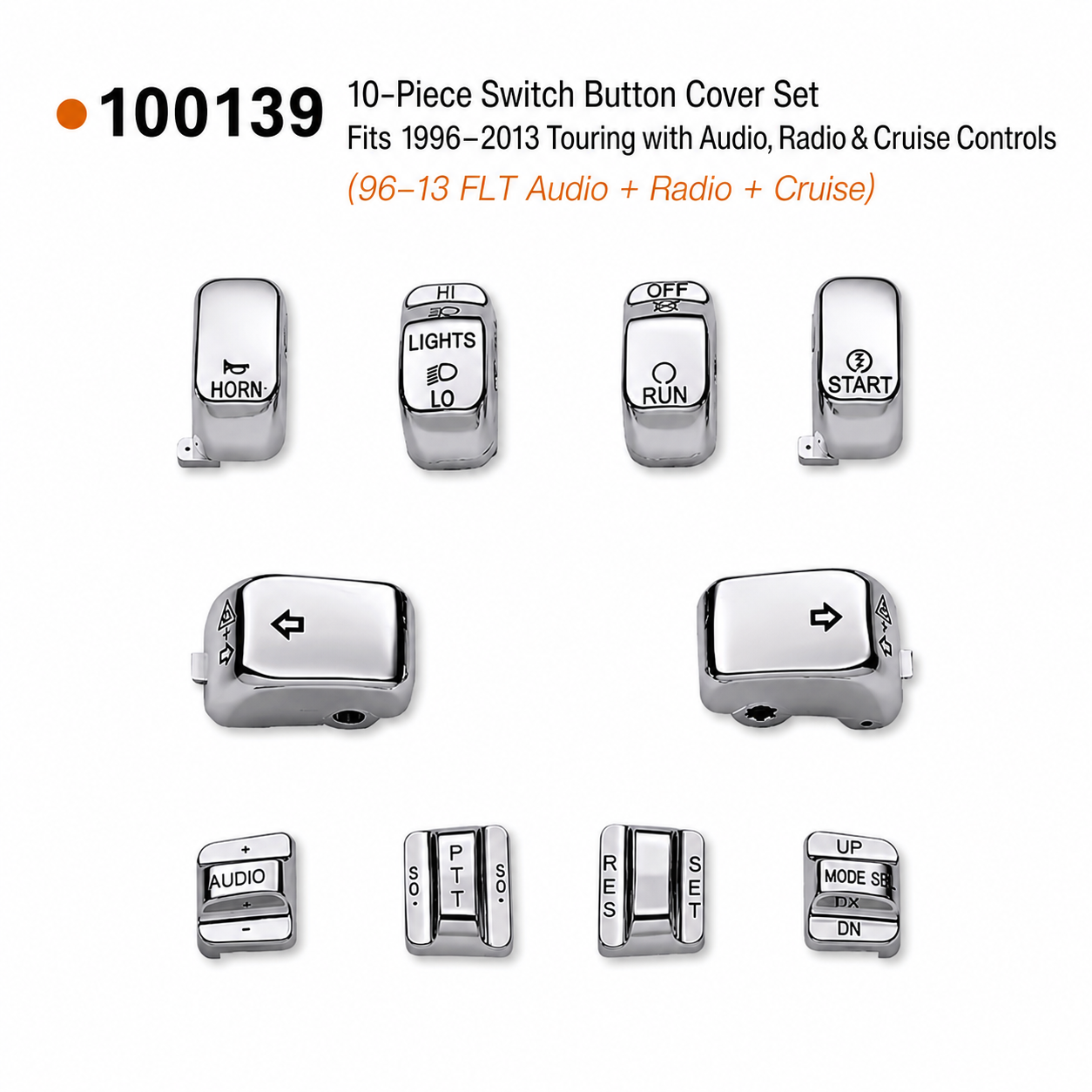 Chrome 1996-2013 Touring switch covers, part 100139