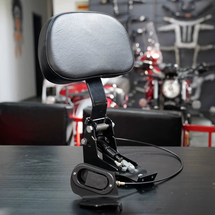 Smooth black hydraulic touring backrest assembly