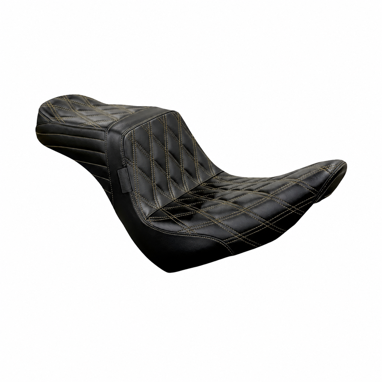 Yellow-thread diamond stitch two-up seat