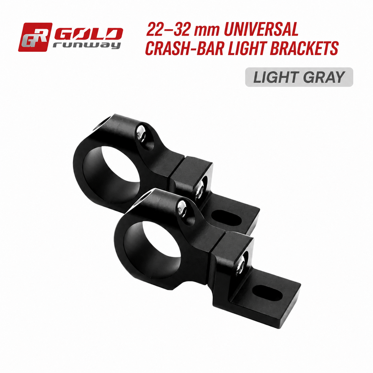 Light Gray 22–32 mm Universal Crash-Bar Brackets