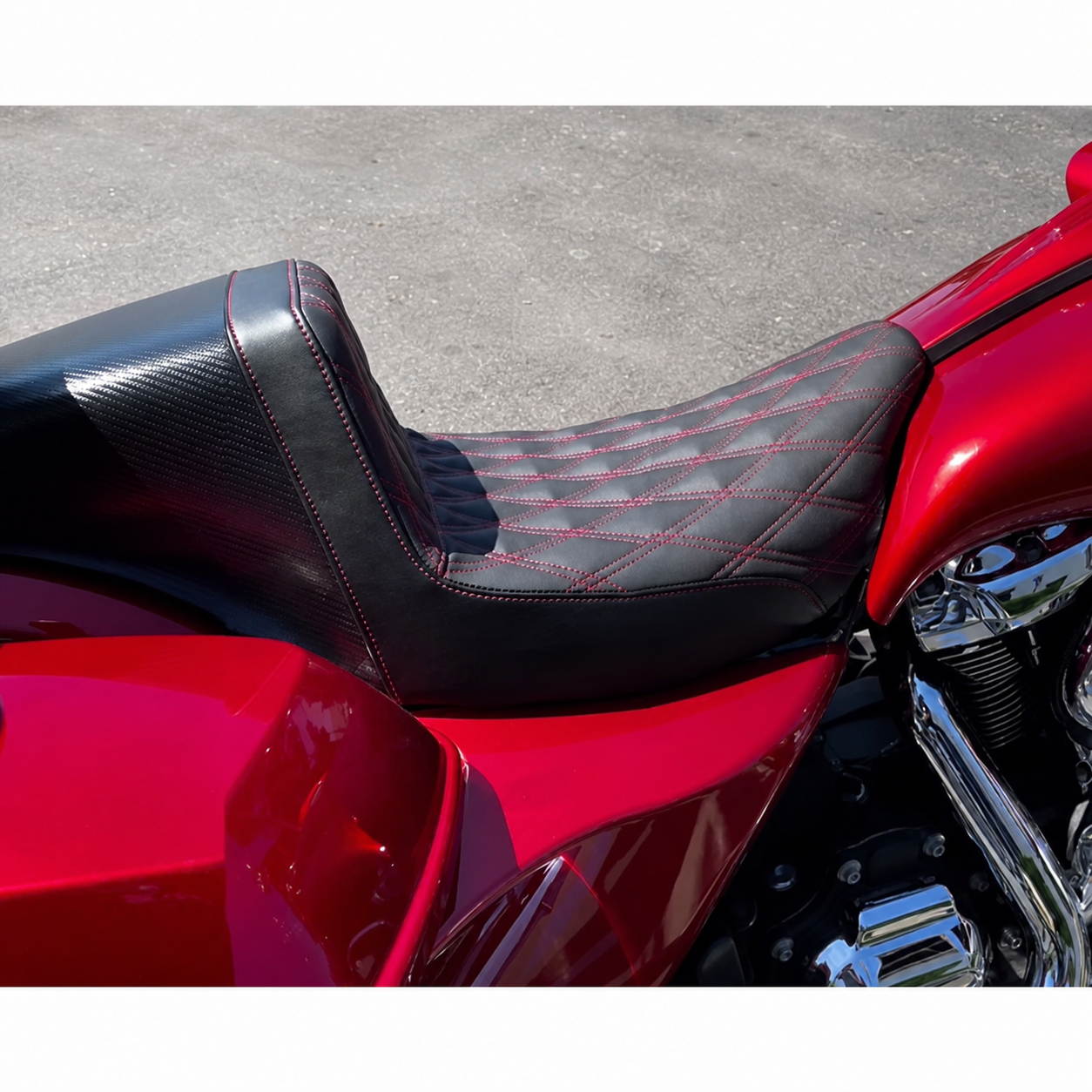 Diamond stitched touring motorcycle seat gallery-3