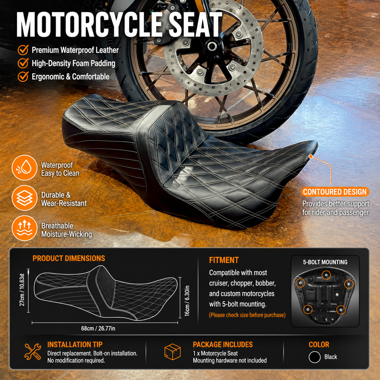 Touring seat features dimensions fitment and installation