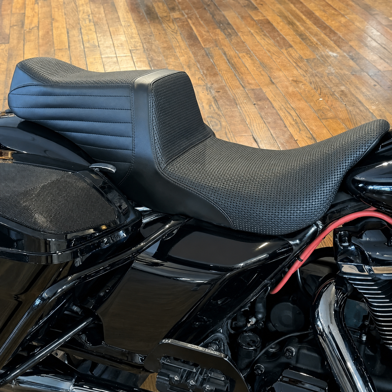 Touring motorcycle seat detail