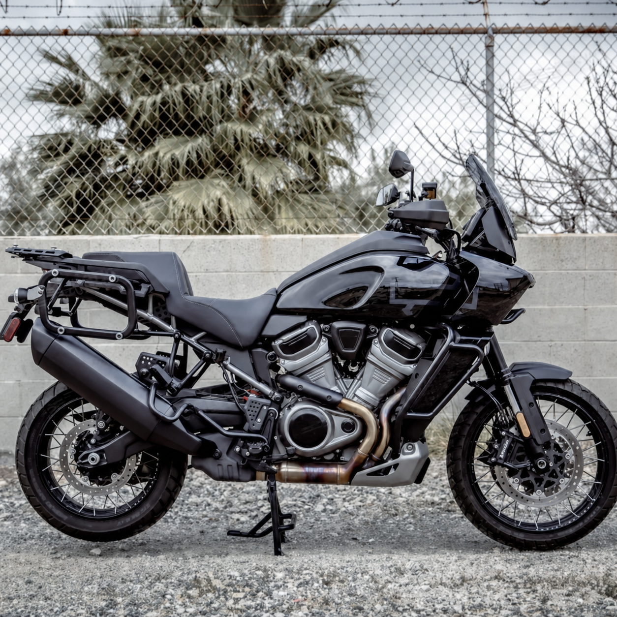 Adventure motorcycle seat detail
