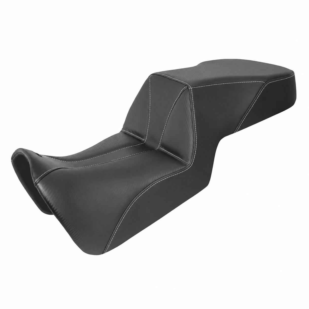 Black two-up motorcycle seat