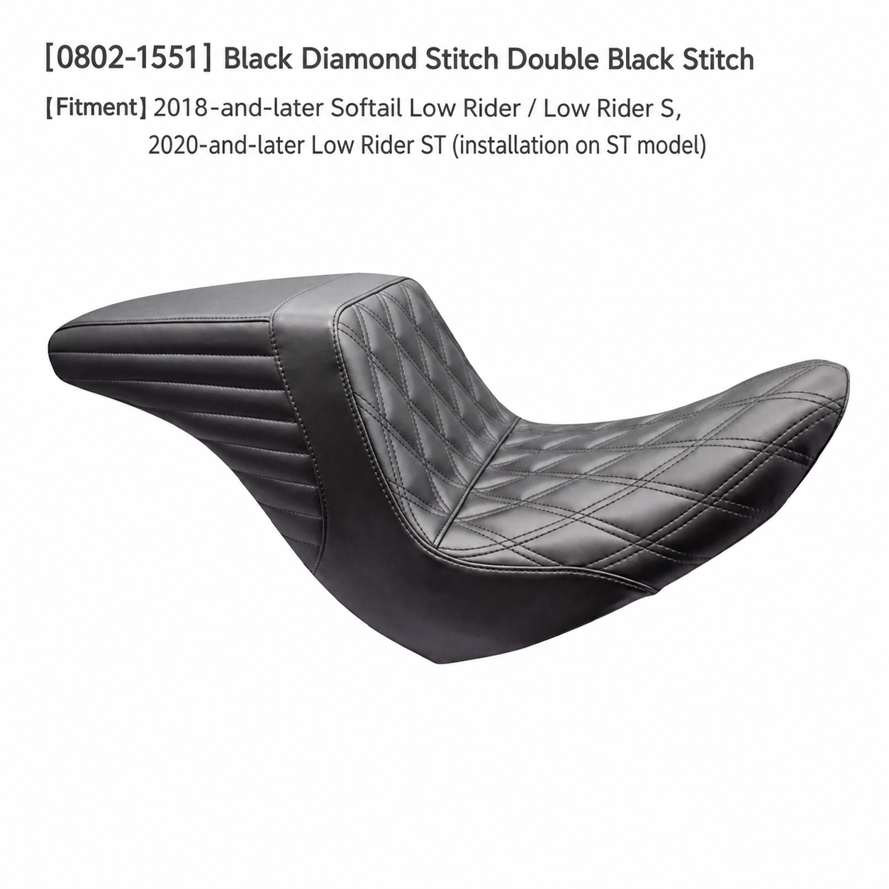 0802-1551 diamond double black stitch seat