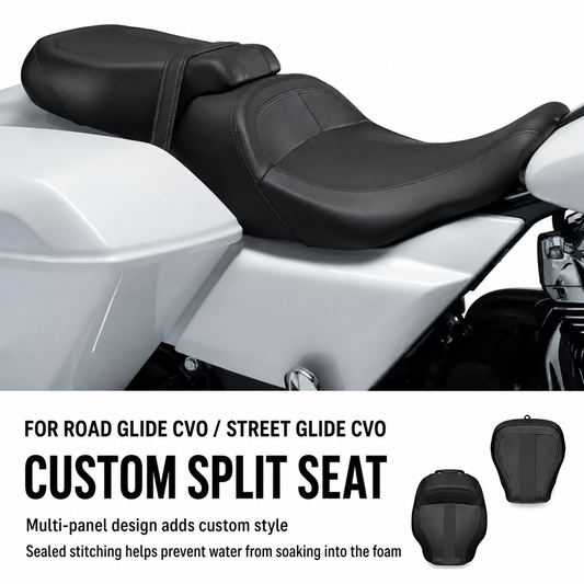 Custom split seat for Road Glide CVO and Street Glide CVO