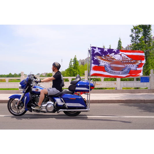 Harley-Davidson Touring motorcycle with rear flag pole