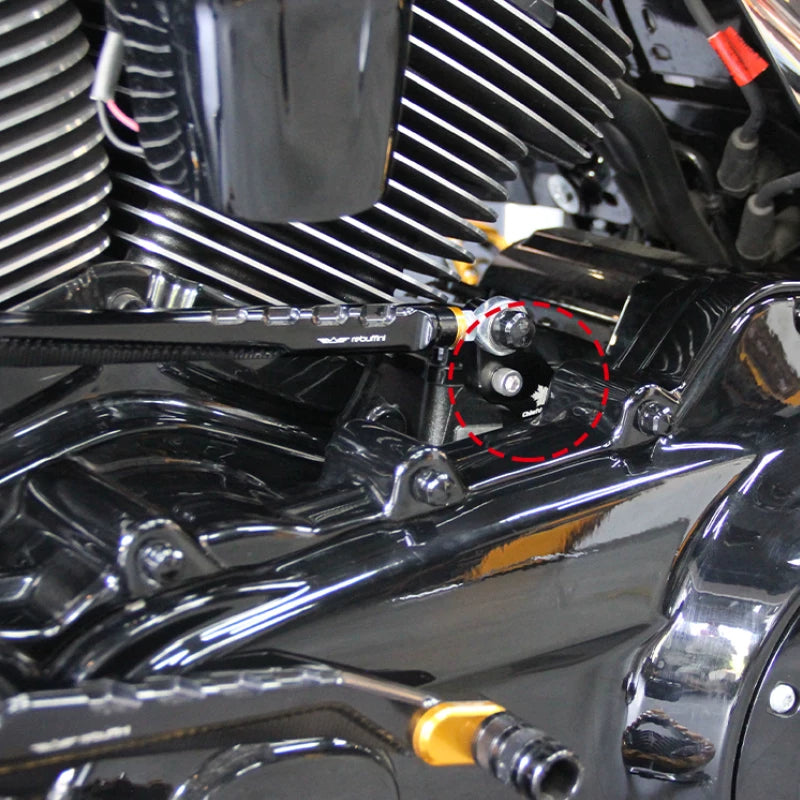 Neutral-shift assist bracket mounting location on Harley-Davidson