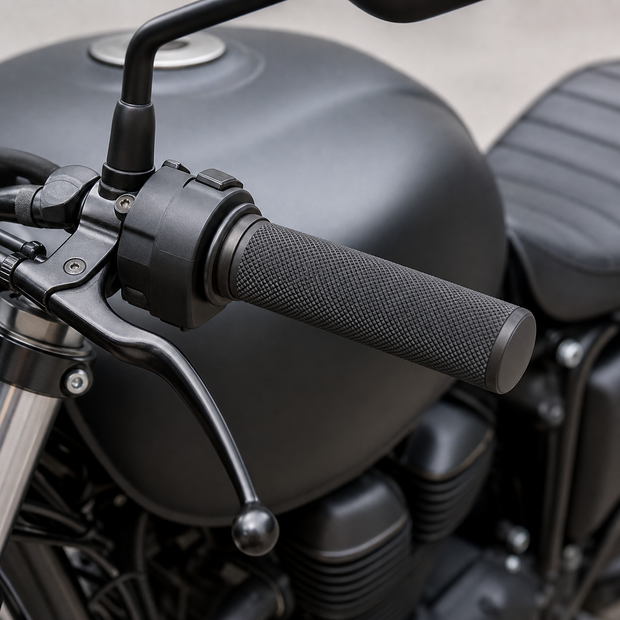 Unbranded black grip installed on motorcycle