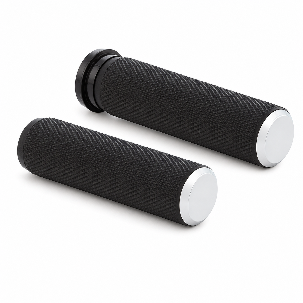 Chrome end-cap grip pair