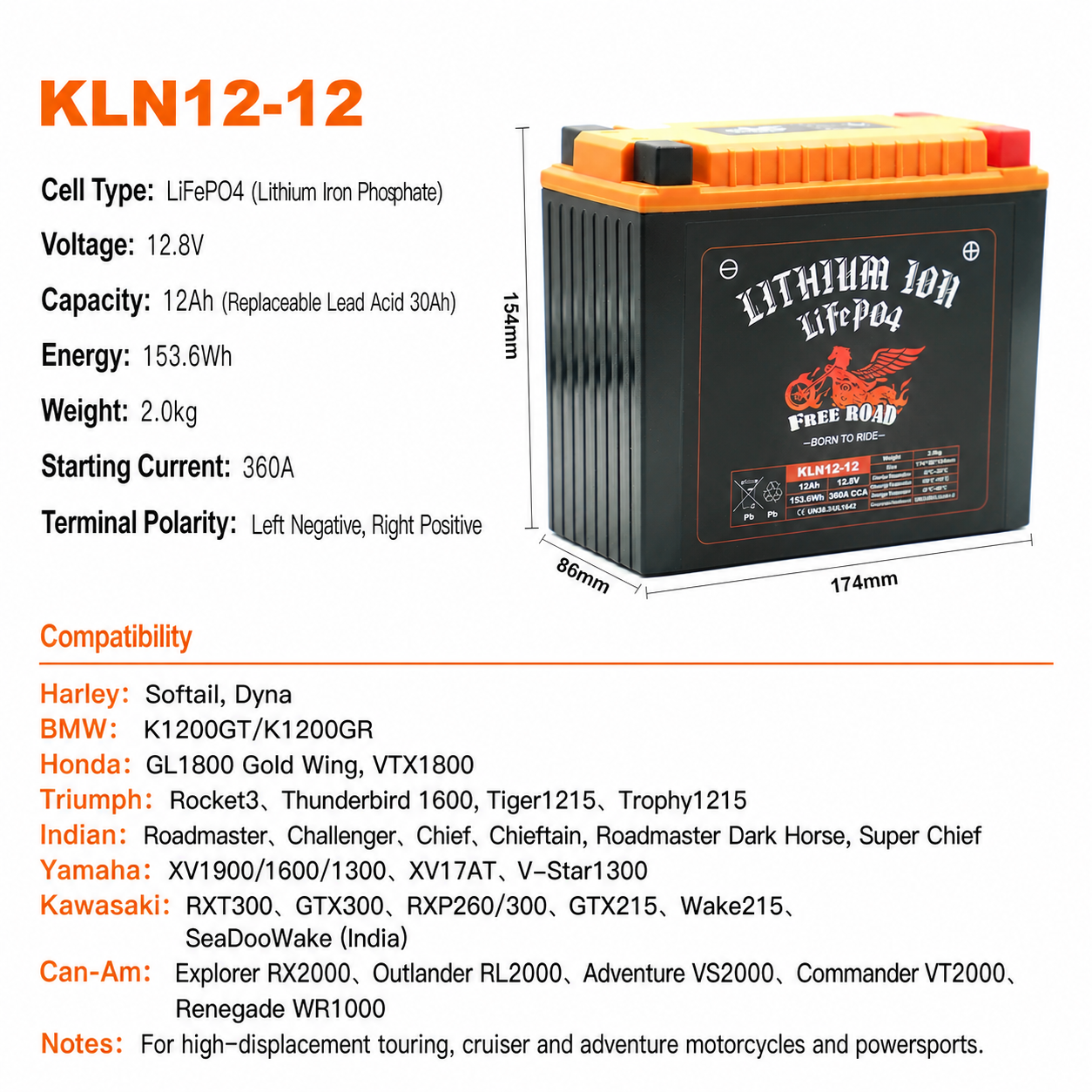 KLN12-12 12Ah battery