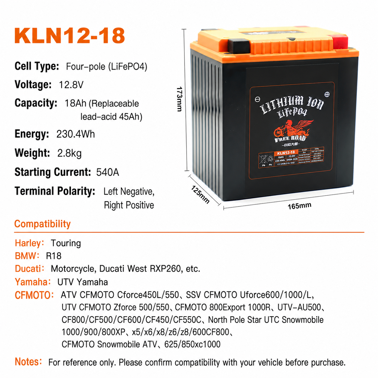 KLN12-18 18Ah battery