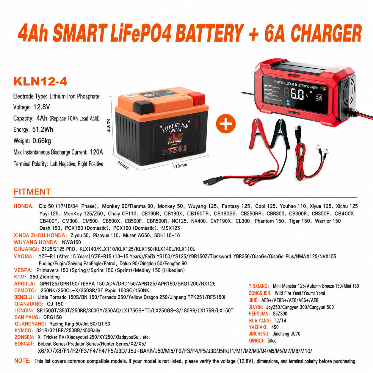 4Ah battery with 6A charger