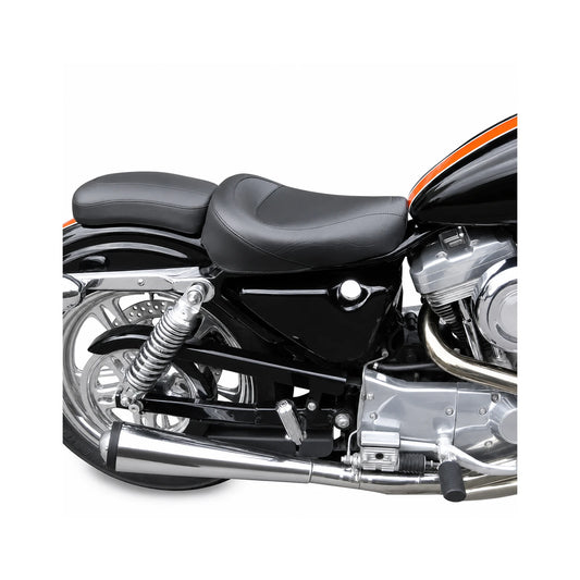 Smooth split seat installed on motorcycle