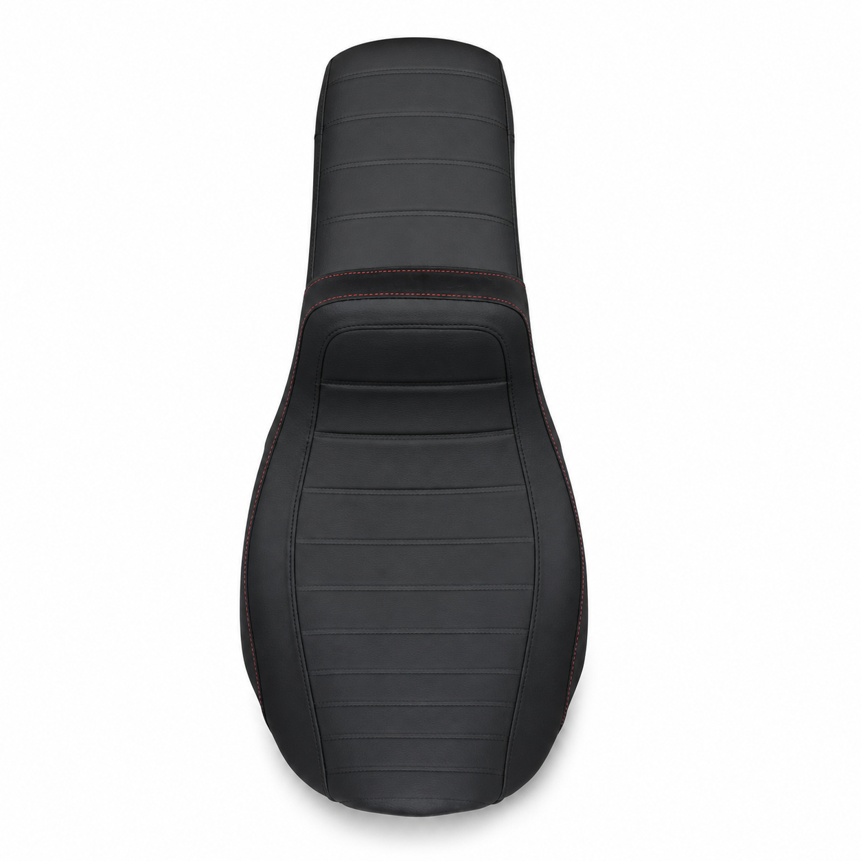 Top view of black two-up motorcycle seat