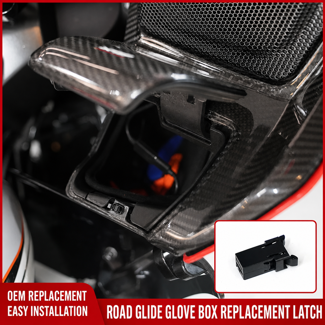 Road Glide glove box replacement latch installed