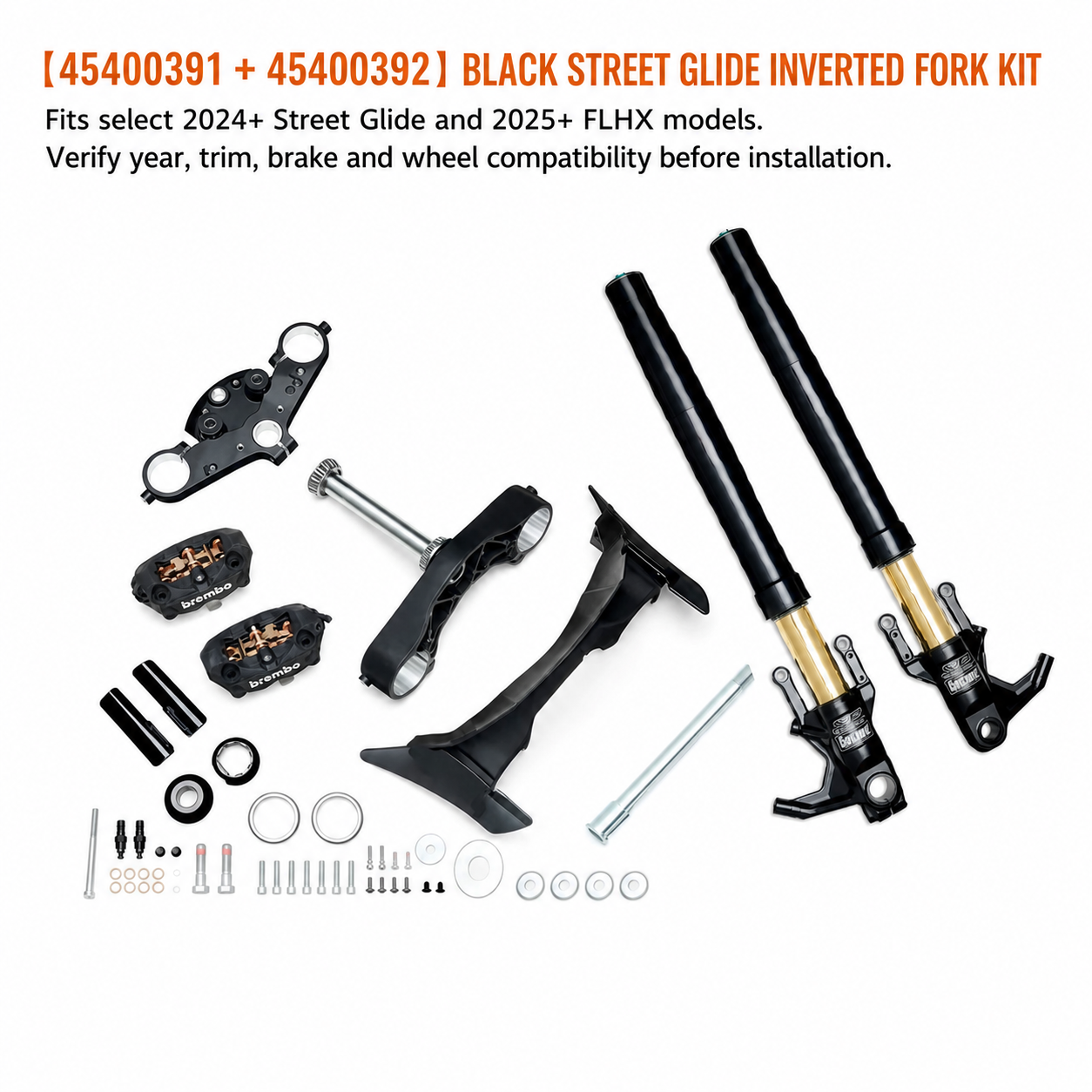 Black Street Glide Inverted Fork Conversion Kit