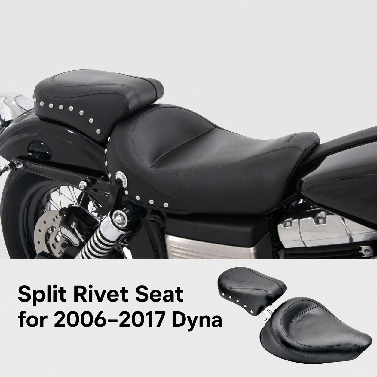 Split rivet seat installed on 2006–2017 Dyna