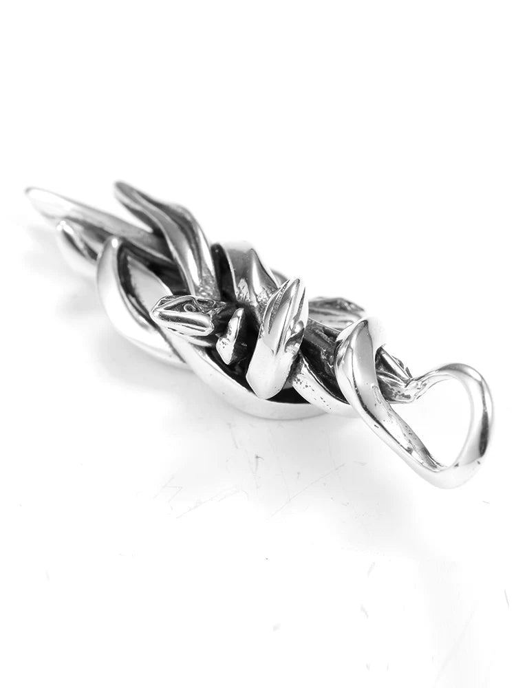 Rear and bail detail of sterling silver vintage cross biker pendant