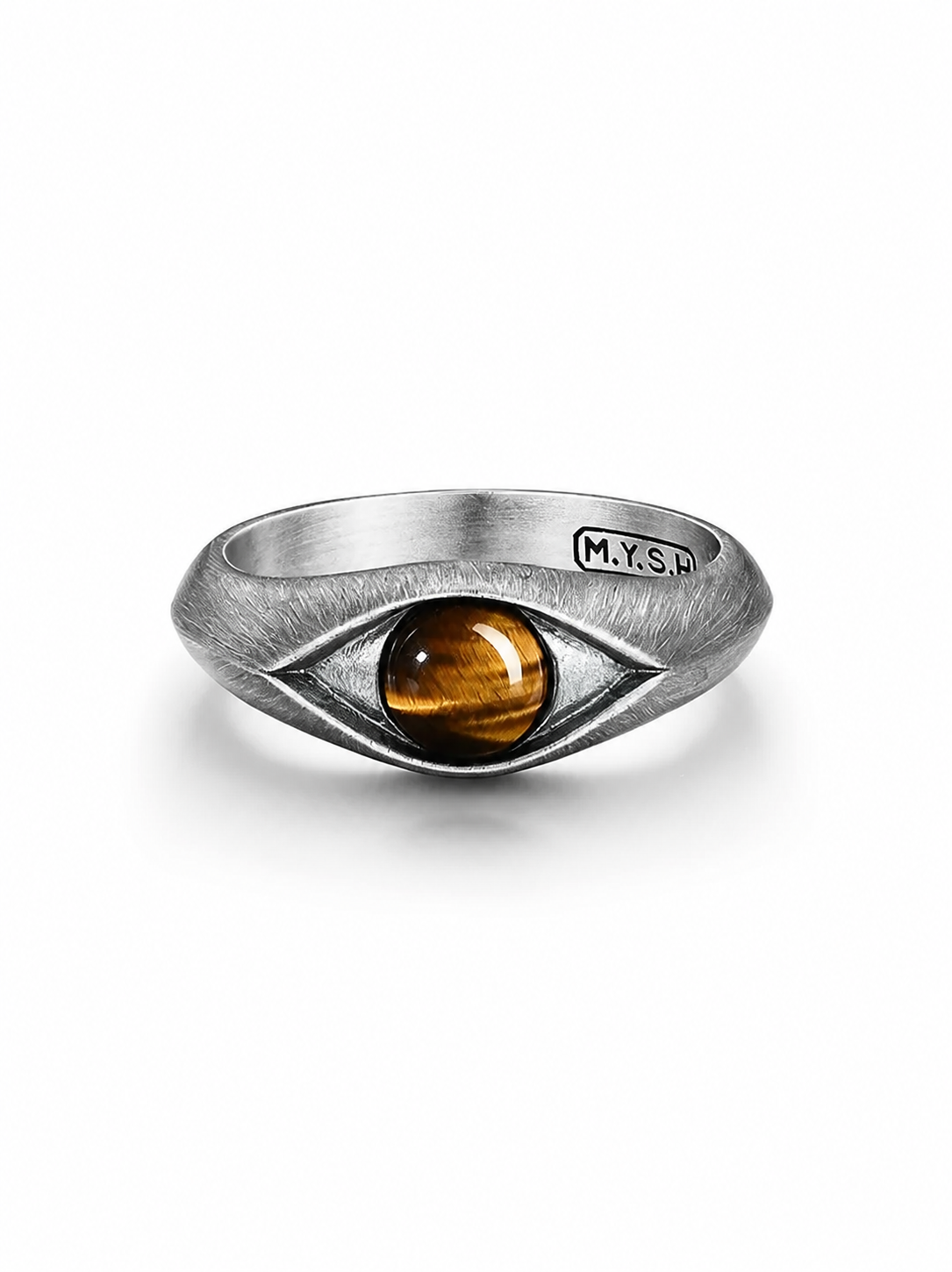 Tiger Eye Evil Eye Sterling Silver Ring - product view 3
