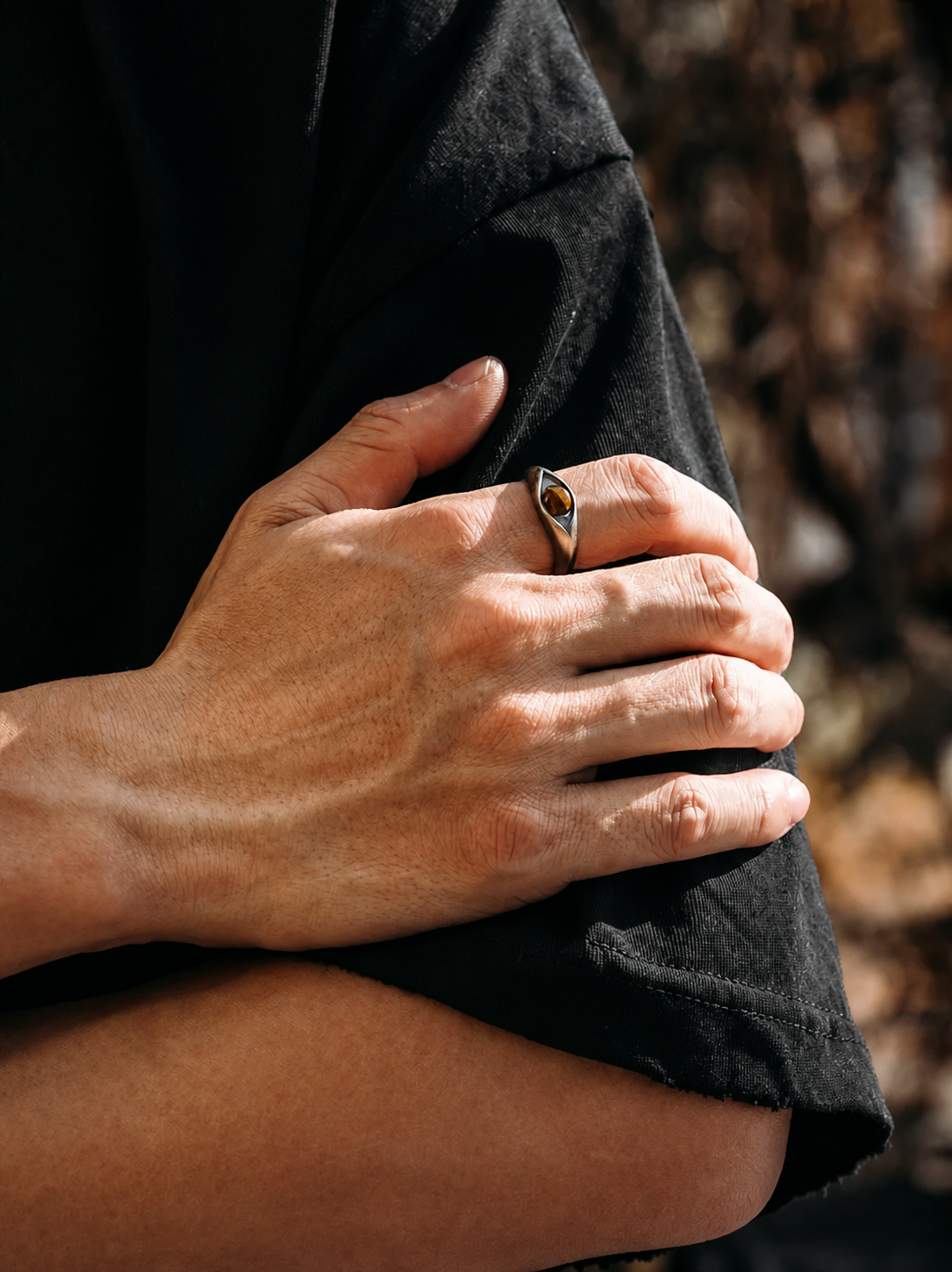 Tiger Eye Evil Eye Sterling Silver Ring - product view 5