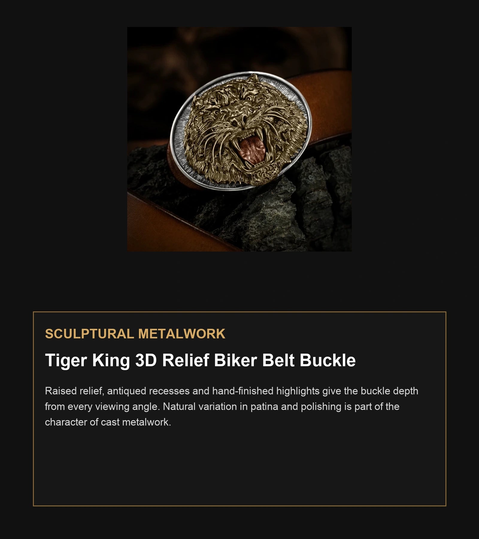 Tiger King 3D Relief Biker Belt Buckle craftsmanship guide in English