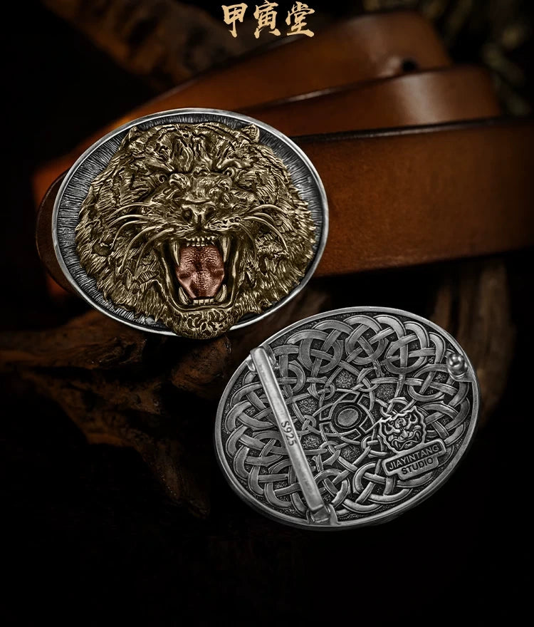 Tiger King 3D Relief Biker Belt Buckle detail view 1
