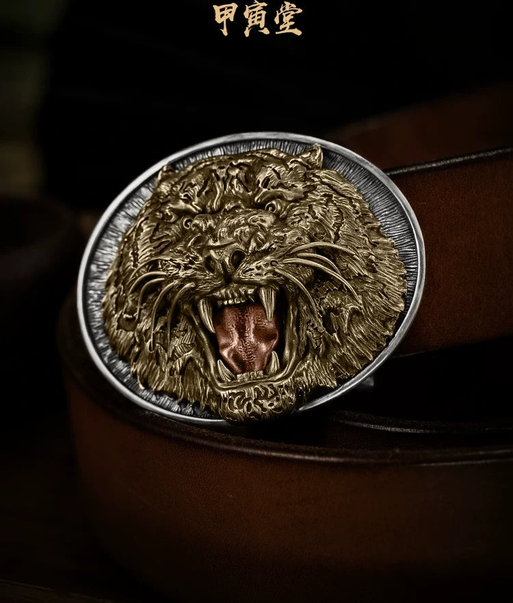 Tiger King 3D Relief Biker Belt Buckle detail view 2