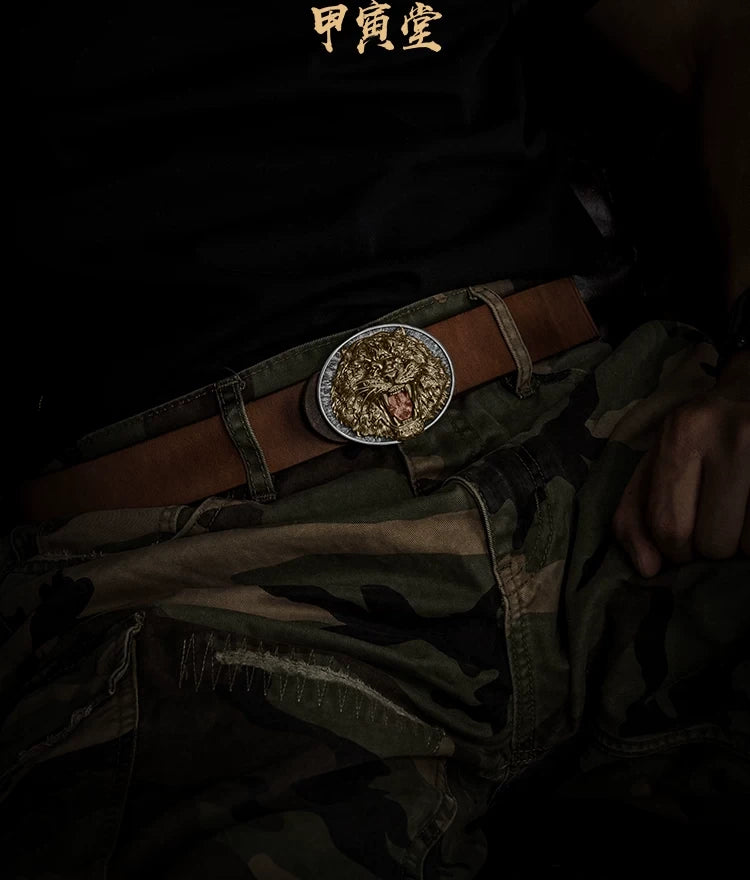 Tiger King 3D Relief Biker Belt Buckle detail view 3
