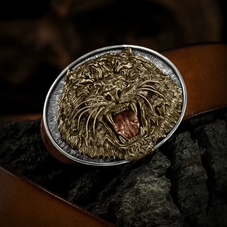 Tiger King 3D Relief Biker Belt Buckle product view