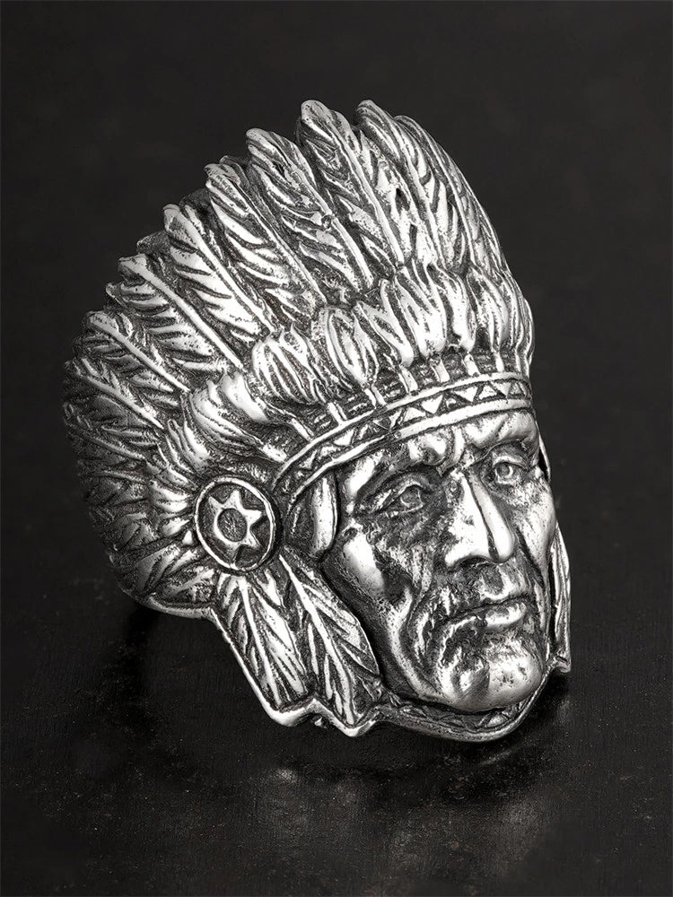Tribal Chief 925 Sterling Silver Biker Ring - view 2