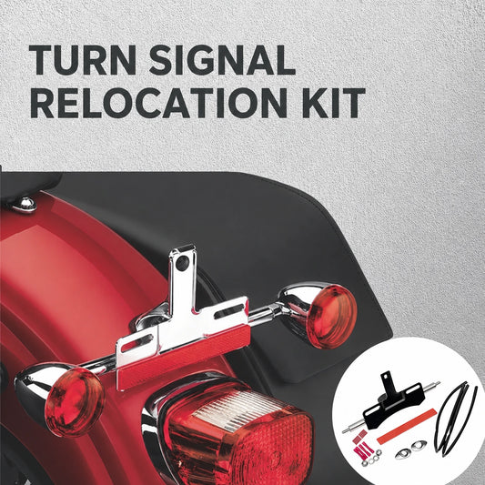 Harley turn signal relocation kit installed on a motorcycle rear fender