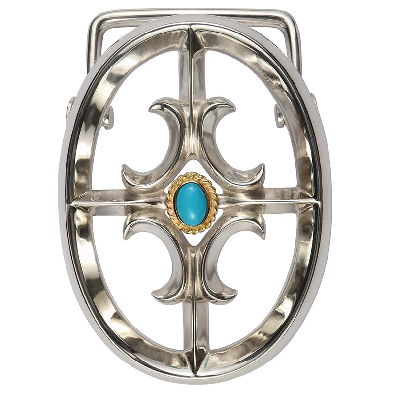 turquoise cross sterling silver biker belt buckle product view