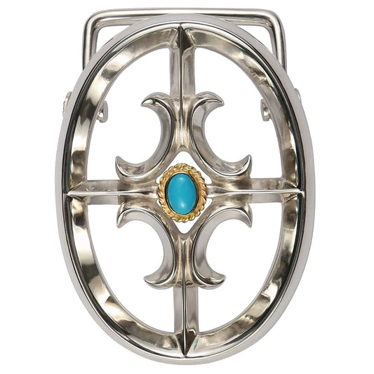 turquoise cross sterling silver biker belt buckle product view