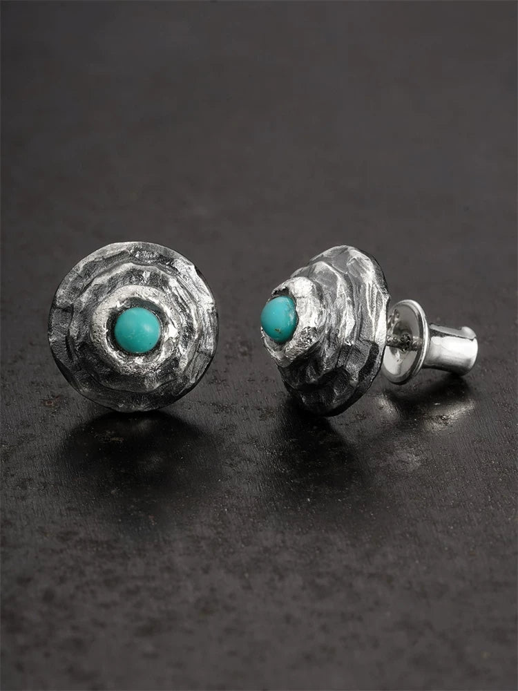 Natural Turquoise Sterling Silver Biker Stud Earring product view