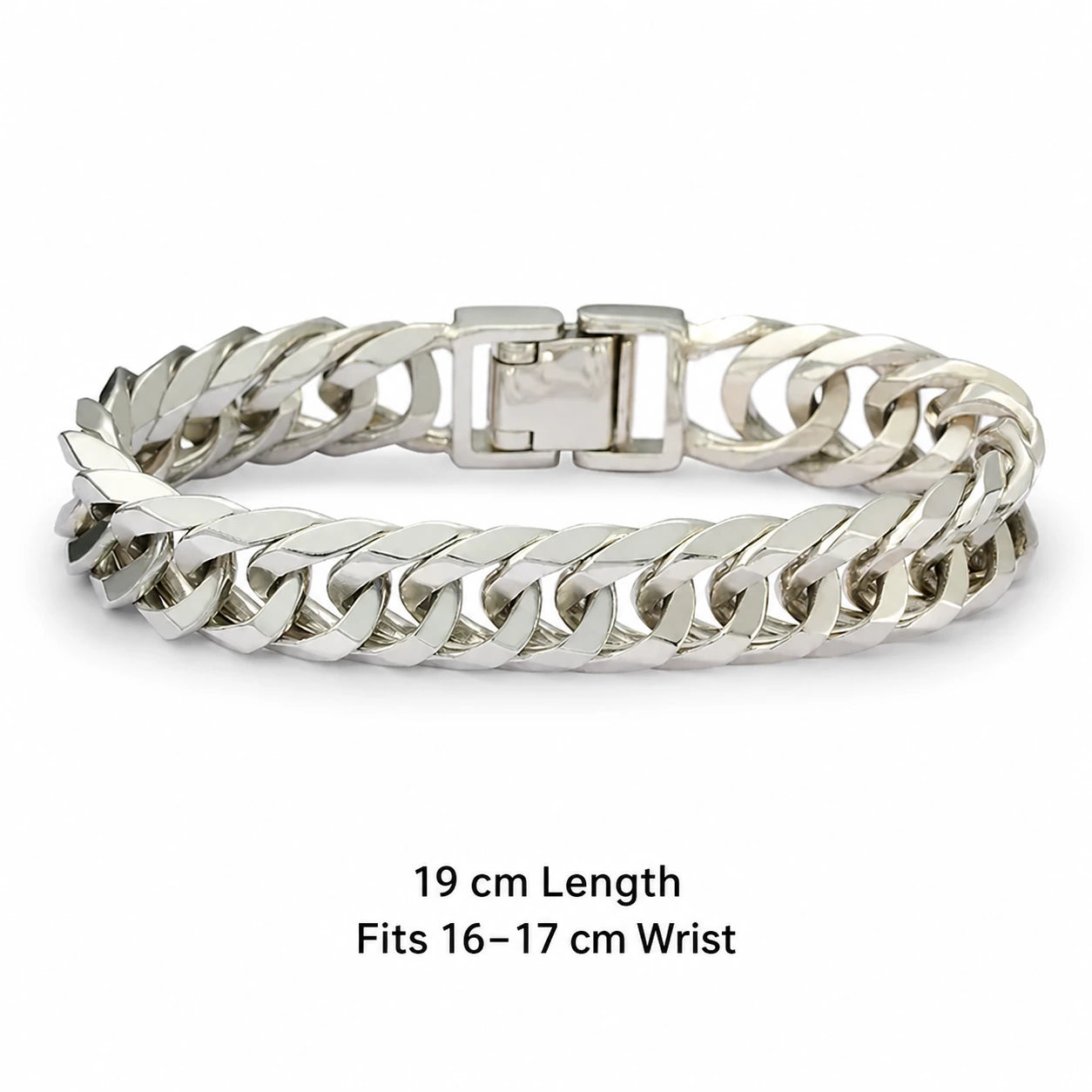 19 cm silver curb bracelet for 16 to 17 cm wrist