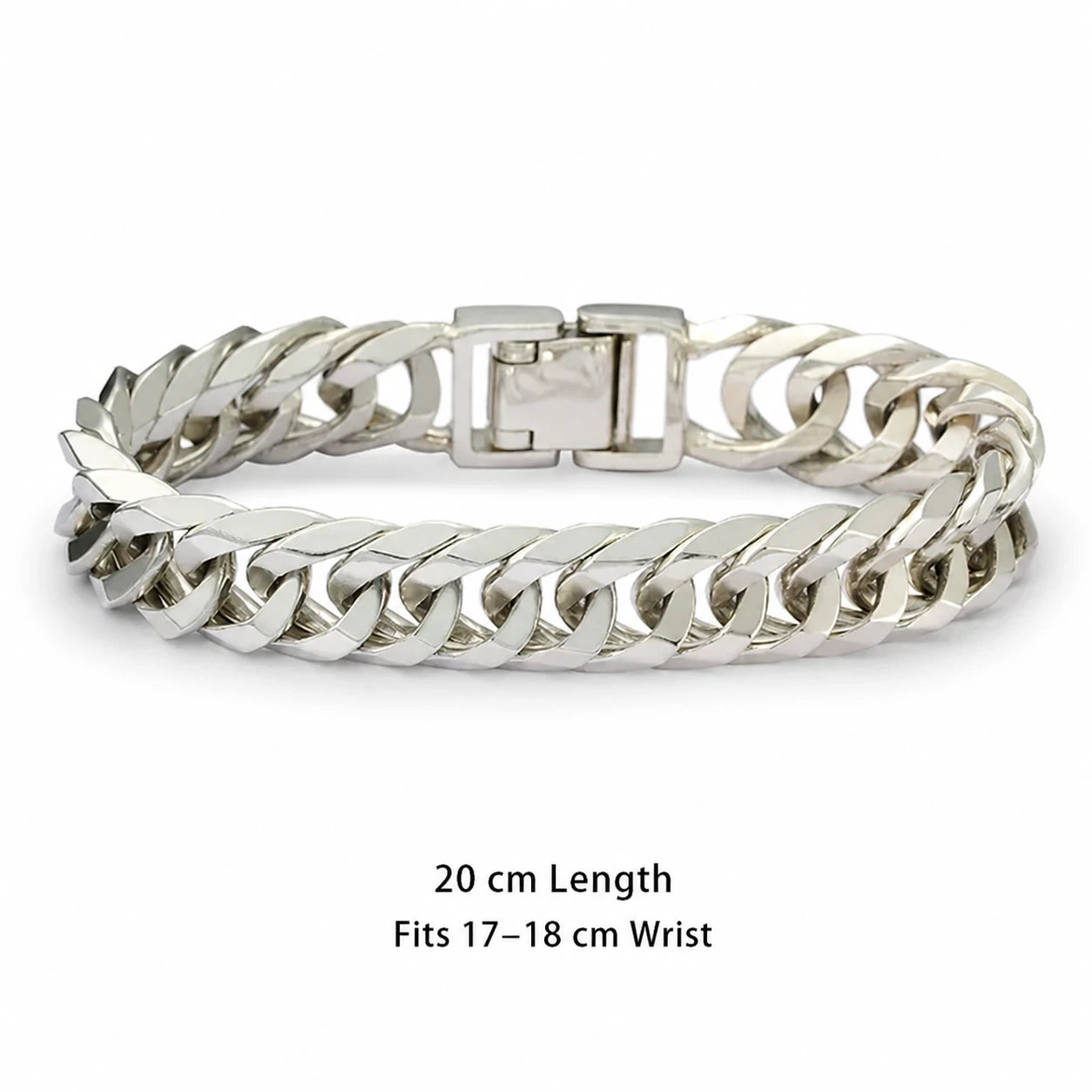 20 cm silver curb bracelet for 17 to 18 cm wrist