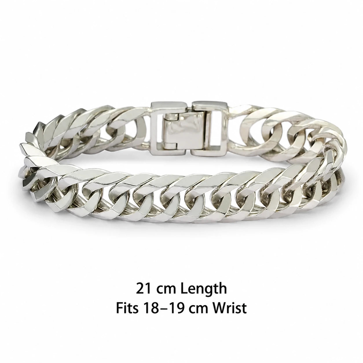 21 cm silver curb bracelet for 18 to 19 cm wrist