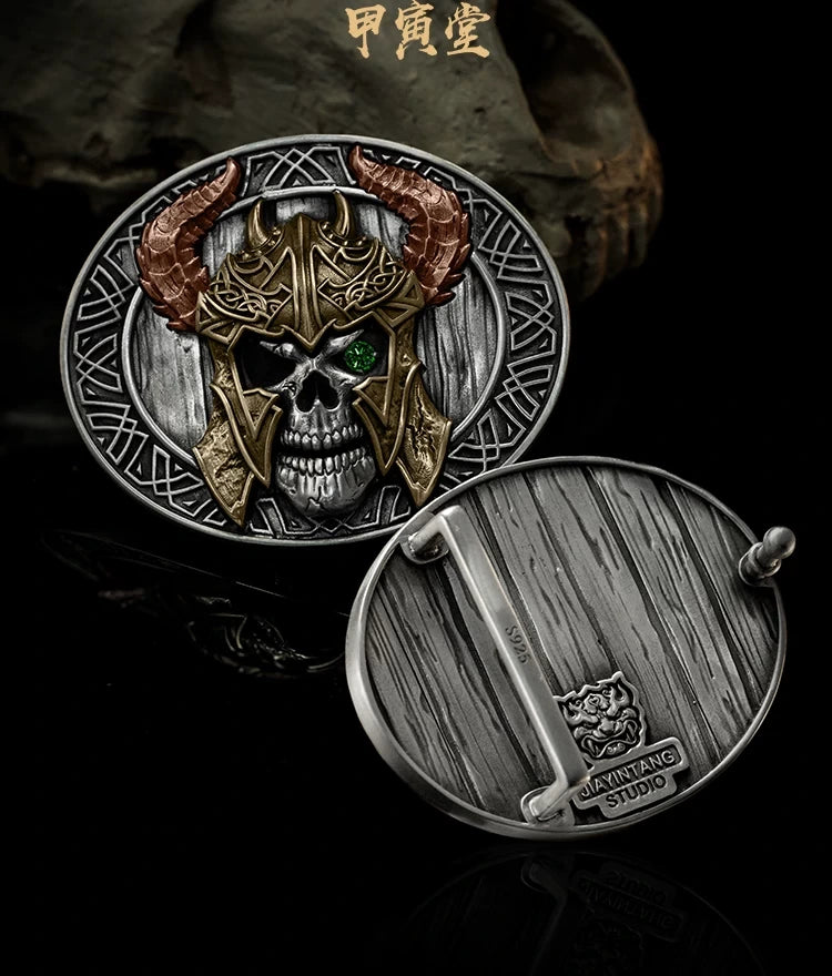 Undead Lord Skull Biker Belt Buckle detail view 2