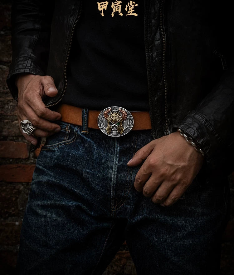 Undead Lord Skull Biker Belt Buckle detail view 3