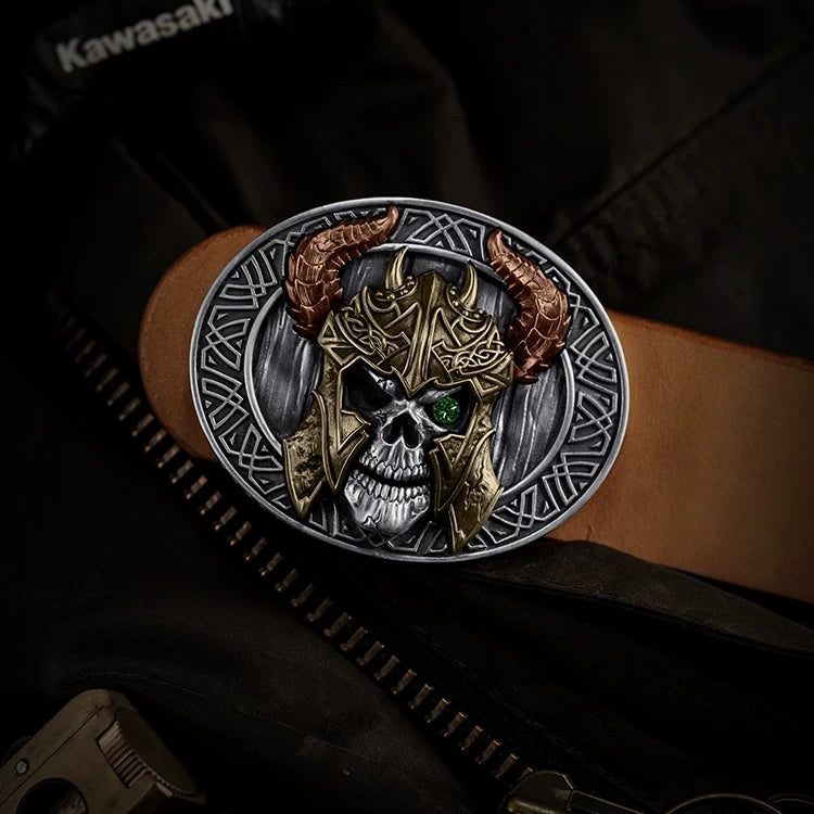 Undead Lord Skull Biker Belt Buckle product view