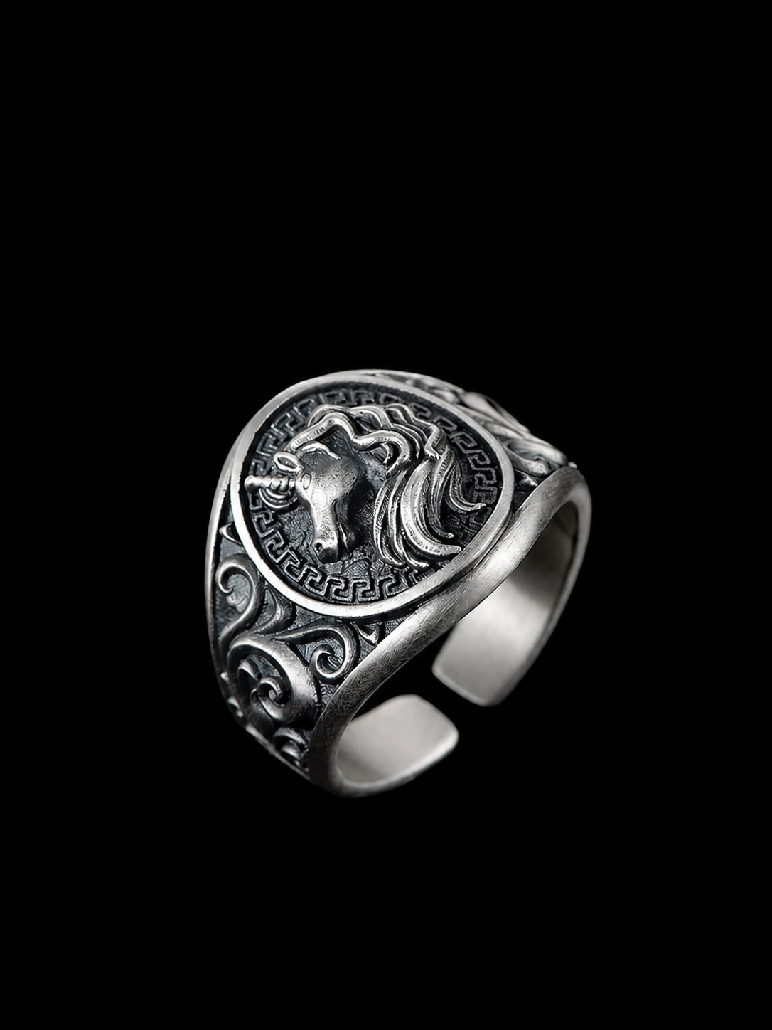 Unicorn Sterling Silver Biker Ring - product view 3