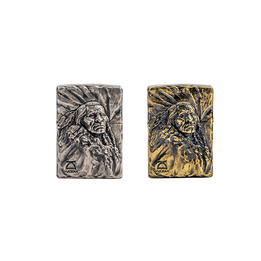 upward-looking chief hand-carved biker lighter case product view