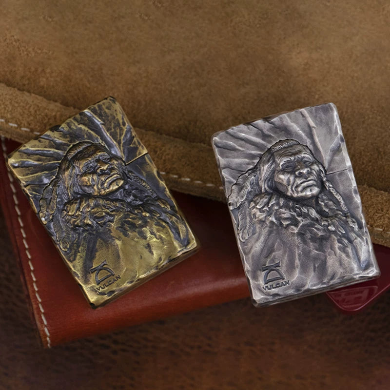 Upward-Looking Chief Hand-Carved Biker Lighter Case 2 product angle