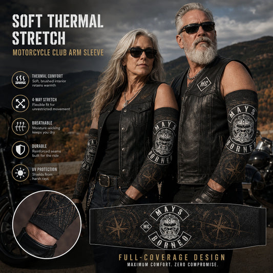 Soft thermal stretch motorcycle club arm sleeve