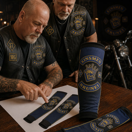 Club officer approving a full-coverage custom arm sleeve design proof